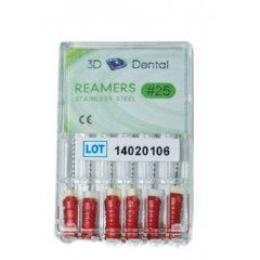3D Dental Reamers SS 25mm #45 6/Pk